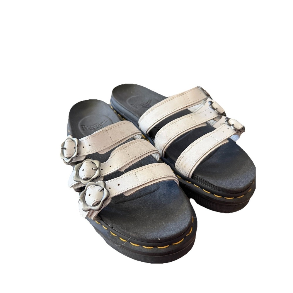 Dr Martens White‎ Blaire Flower Slip On Sandals Womens 11 Doc Martens